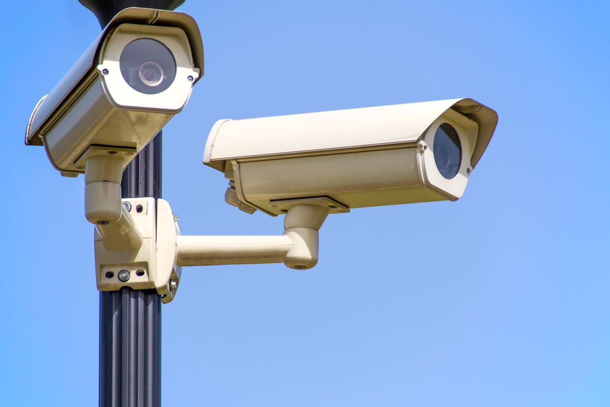 CCTV security cameras mounted on a pole
